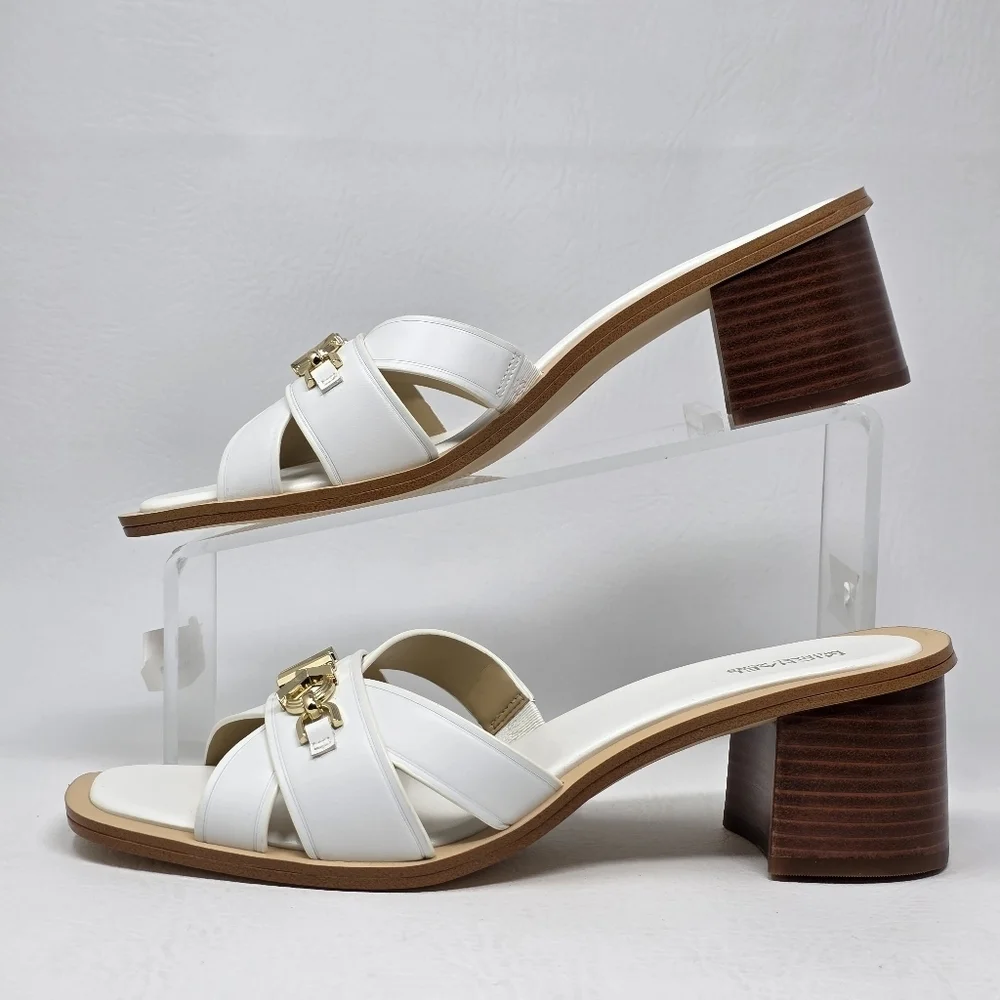 Michael Michael Kors Women's Tiffanie White Heel Sandals Size 9M New - Picture 2 of 11